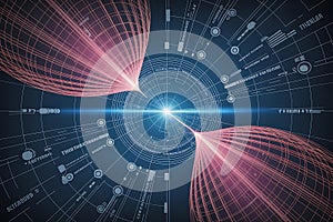 Abstract digital vortex of light and data streams in deep space, AI Generated