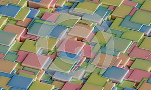 Abstract digital wallpaper design of cubes on a plane with intersecting geometry . 3d render.