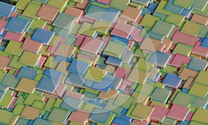 Abstract digital wallpaper design of cubes on a plane with intersecting geometry . 3d render.