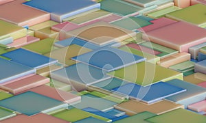 Abstract digital wallpaper design of cubes on a plane with intersecting geometry . 3d render.