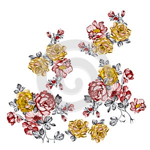 Abstract digital watercolor flower design pattern on background