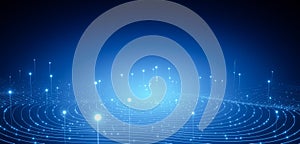 Abstract digital wave. blue circle shape on background