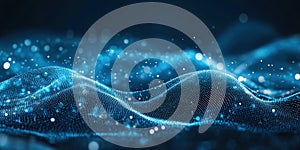 Abstract digital wave with blue glowing dots