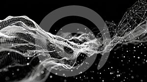 Abstract digital wave creating a complex data network