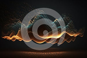 Abstract digital wave. Dynamic wave of glowing particles. Data technology background Generative AI