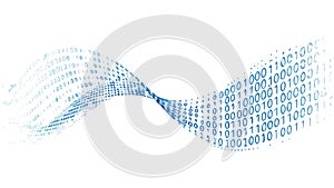 Abstract Digital Wave with Flowing Binary Code, vector design Generative AI