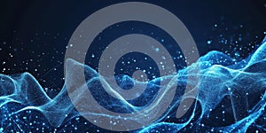 Abstract Digital Wave Flows Smoothly with Particles, Futuristic Data Stream Visualization