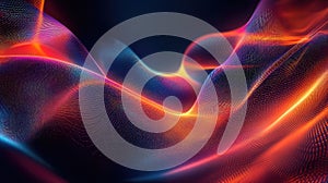 Abstract digital wave network glowing vibrant particles
