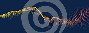 Abstract digital wave of particles flow