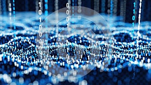 Abstract digital wave pattern with binary code