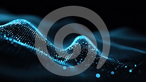 Abstract digital wave pattern with glowing blue dots on a dark background, representing data visualization and technology concepts
