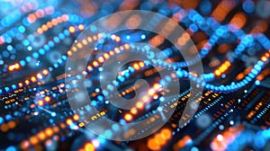 Abstract Digital Background with Flowing Code and Network Connections