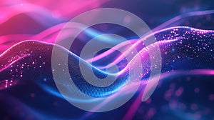 Abstract digital wave surface generating glowing particles