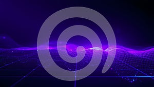 Abstract Digital Waveform Background with Glowing Particles