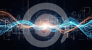 Abstract digital waveform energy flow futuristic technology data stream complex network
