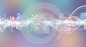 Abstract Digital Waveform Representing Sound and Data Flow
