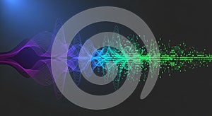Abstract digital waveform visualization with binary code overlay