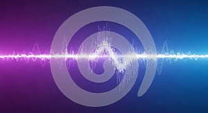 Abstract Digital Waveform Visualization with Purple and Blue Gradient Background
