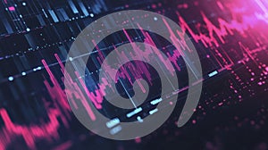 Abstract Digital Waveform Visualization in Vibrant Pink and Blue Colors