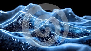 Abstract Digital Waveforms with Glowing Particles Representing Data Visualization Concepts