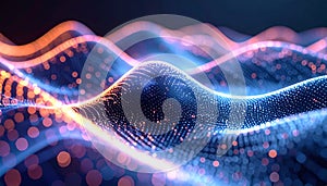 Abstract Digital Waveforms with Vibrant Light Effects