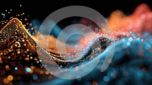 Abstract digital waves creating future data background