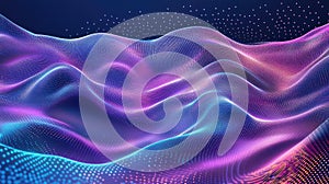 Abstract digital waves creating vibrant particle mesh surface background