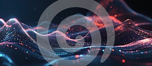 Abstract digital waves with effects of light and particles.