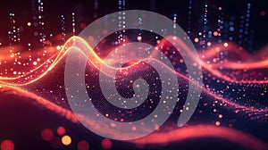 Abstract Digital Waves of Glowing Particles