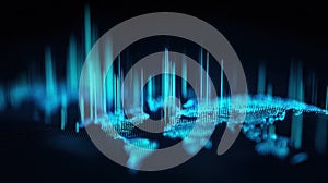 Abstract digital world map with data visualization and network lines