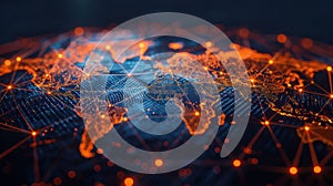 Global Network Connection: Abstract World Map Representing Connectivity and Data Flow