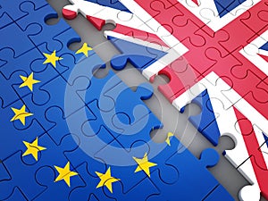 Abstract disintegration Euro union and Britain photo
