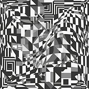 An Abstract, Distorted Black and White Checkerboard Pattern for a background, vector design Generative AI