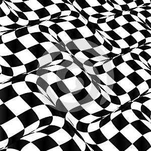 Abstract distorted checkered background