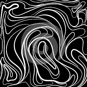 Abstract distorted lines texture with bold monochrome wavy stripes vector seamless pattern.Creative background