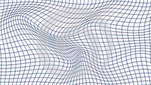 Abstract distorted wireframe wave. Vector curve surface background. Technology grid pattern. Blue mesh wave