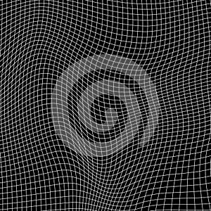 Abstract distorted wireframe wave. Vector curve surface background. Technology grid pattern. Mesh wave