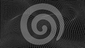 Abstract distorted wireframe wave. Vector curve surface background. Technology grid pattern. Mesh wave