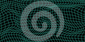 Abstract distorted wireframe wave. Vector curve surface background. Technology grid pattern. Mesh wave