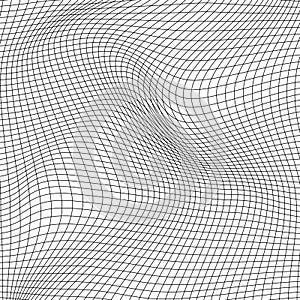 Abstract distorted wireframe wave. Vector curve surface background. Technology grid pattern. Mesh wave