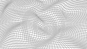 Abstract distorted wireframe wave. Vector curve surface background. Technology grid pattern. Mesh wave