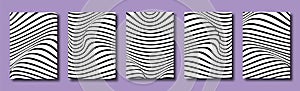 Abstract distortion line backgrounds. Striped wave backdrops.