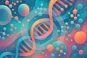 Abstract dna helix and molecular structures in vibrant science art