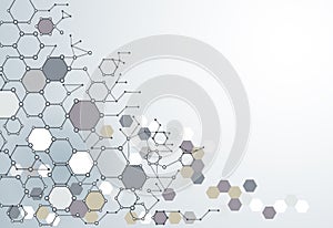 Abstract Dna molecule structure with Polygon on light gray color