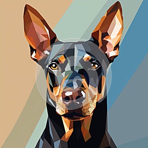 Abstract Doberman Graphic Portrait With Realistic Color Schemes