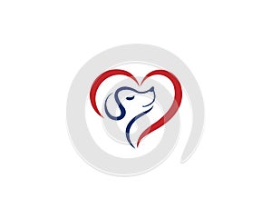 Abstract Dog and Love Logo Design