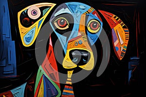 Abstract dog painting in the style of pablo picasso. Pet. Animals art. Illustration, Generative AI photo