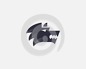 Abstract dog wolf logo icon design modern minimal style illustration. Animal crest vector emblem sign symbol mark