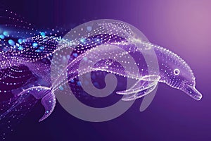 Abstract Dolphin Dna Molecules On A Purple Background