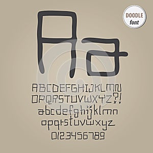 Abstract Doodle Alphabet and Digit Vector photo